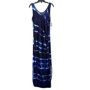 Lord & Taylor Marine Aqua Tie Dye Maxi Dress Sz S NWT